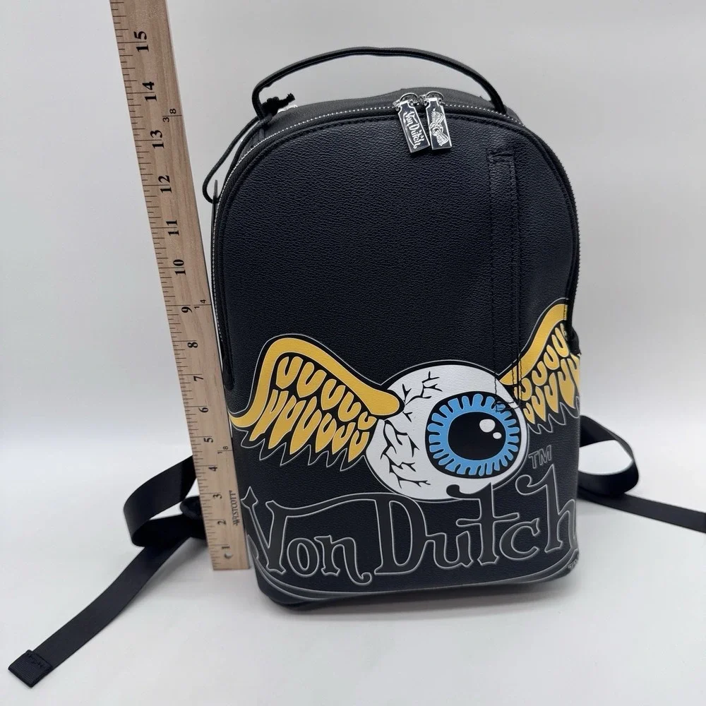Von Dutch Sticker Logo Unisex Backpack Faux Leather Y2K Style VDKBP-027 NWT.